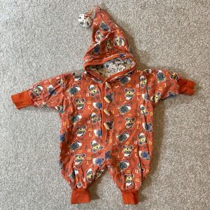 Vintage baby boys alphabet romper outfit winter orange bears size unknown infant